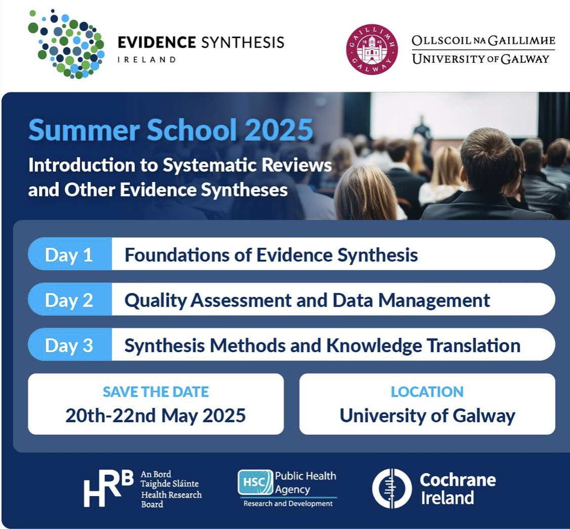 📢 Save the Date!

👥 We're excited to bring this in-person summer school in May 2025 to give an opportunity for learning and networking to those interested in dive into all you need to know about #SystematicReviews and #EvidenceSynthesis

👀 More information coming soon