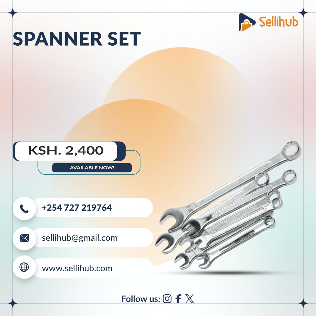 sellihub's tweet image. SPANNER SET
Available Now @2,400/=
Contact Us:
+254 727 219764
sellihub@gmail.com
sellihub.com
#Sellihub #SpannerSet #HandTools #Tuesday
instagram.com/p/DAS8PJMiuNs/…