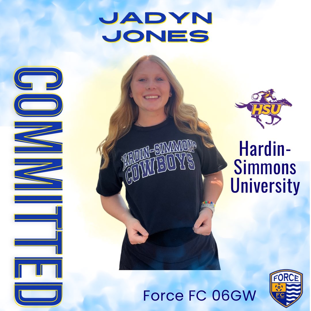 gsaforcefc's tweet photo. Congratulations to Jadyn Jones; from our Force FC 06G White team, on continuing her soccer career at Hardin-Simmons University!!! We are so proud of you!!! ⚽️
#collegecommits #gsaforcefc #forceon3 https://t.co/Dxw5Yk03Ha
