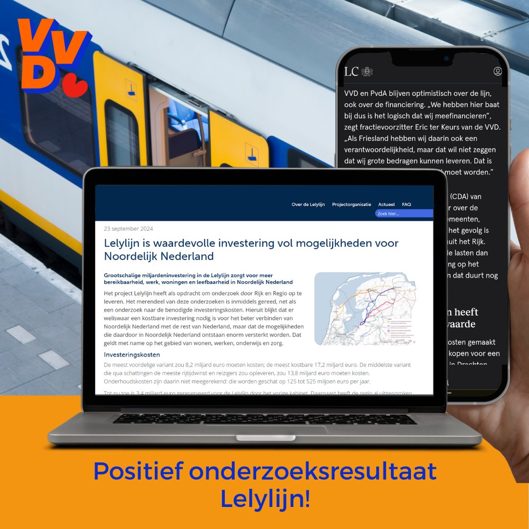 Het rapport heeft bij een aantal van onze politieke collega's wat onzekerheid gecreëerd.. Voor ons niks nieuws, wij zullen ons in blijven zetten voor de #Lelylijn! Lees het hele rapport over de voordelen en kosten op delelylijn.nl