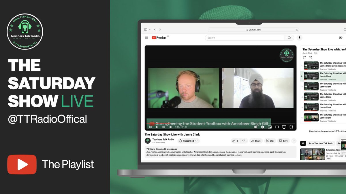 Jamie Clark (@xpateducator) on Twitter photo 📻 THE SATURDAY SHOW LIVE on <a href="/TTRadioOfficial/">Teachers Talk Radio</a> will be back on 5th October. In the meantime, catch the full playlist featuring the following guests…
📺 WATCH: bit.ly/4fpoGNw
<a href="/rosBIGWRITING/">Ros Wilson</a> & <a href="/B_Legarda/">Brenton Legarda</a> Oracy
<a href="/MrZachG/">Zach Groshell</a> on Direct Instruction (DI)
<a href="/SinghAmarbeerG/">Amarbeer Singh Gill</a> on 📻 THE SATURDAY SHOW LIVE on <a href="/TTRadioOfficial/">Teachers Talk Radio</a> will be back on 5th October. In the meantime, catch the full playlist featuring the following guests…
📺 WATCH: bit.ly/4fpoGNw
<a href="/rosBIGWRITING/">Ros Wilson</a> & <a href="/B_Legarda/">Brenton Legarda</a> Oracy
<a href="/MrZachG/">Zach Groshell</a> on Direct Instruction (DI)
<a href="/SinghAmarbeerG/">Amarbeer Singh Gill</a> on