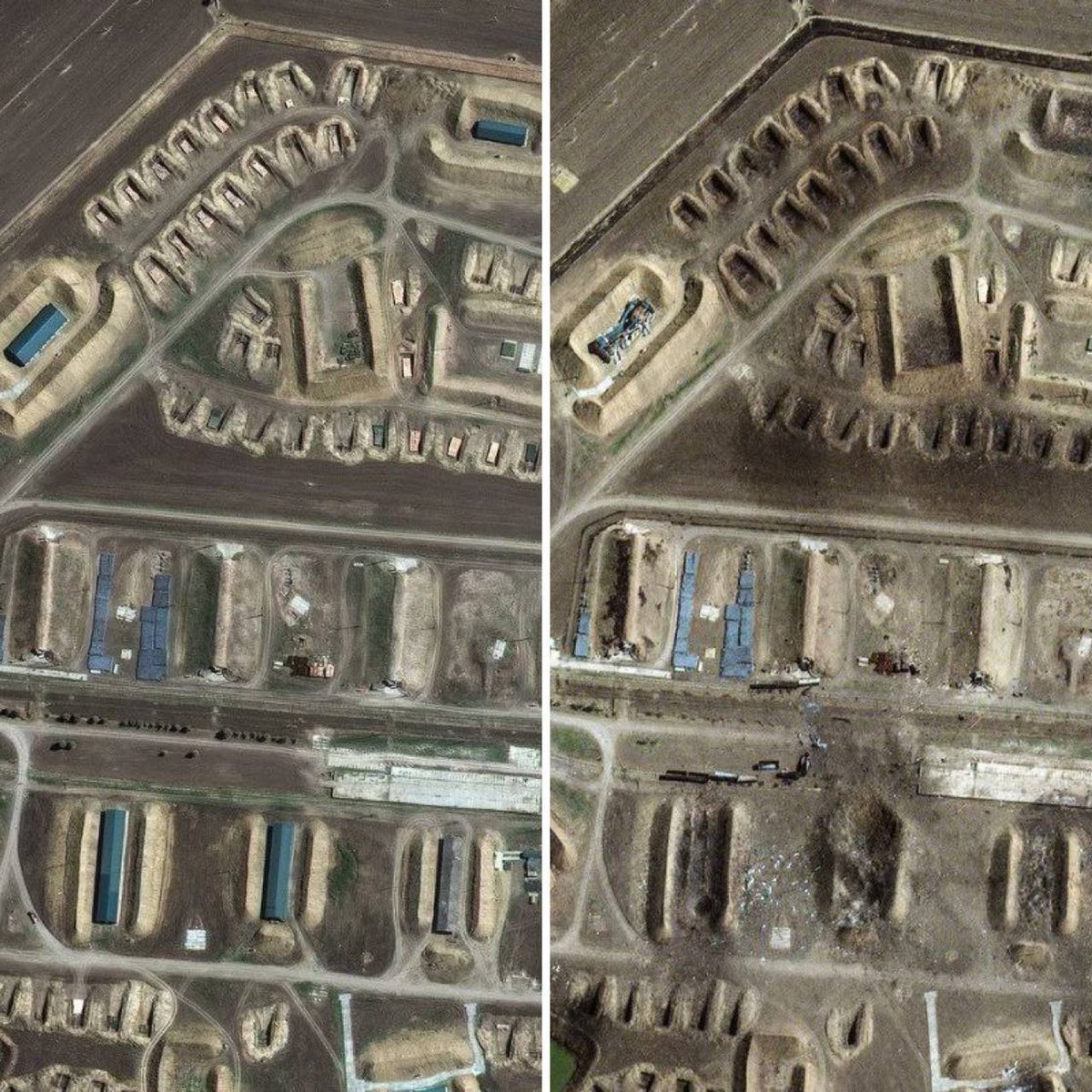 Eric_Lecomte_'s tweet photo. Les autres photos sont des images satellites montrant les conséquences de l'attaque de drones sur un entrepôt de munitions près de #Tikhoretsk dans la région de Krasnodar.
Dans tous les entrepôts ciblés, des munitions étaient en cours de déchargement des wagons au moment de la frappe.
3/3
#Russie #Ukraine #NAFO #Felas