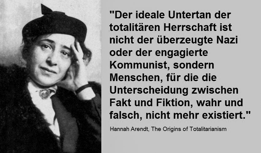 „Der Fisch entdeckt das Wasser als Letzter“
Viele Menschen sind wie Fische in einem Ozean an #Desinformation. Diese ist allgegenwärtig, weil von Autokratien mit riesigem Aufwand verbreitet.
Angriffsziel sind Demokratien.
Deshalb ist so wichtig, was Hannah Arendt 1951 schrieb: