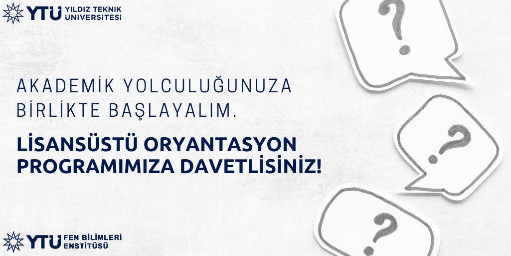 🌟Lisansüstü Oryantasyon Toplantımıza davetlisiniz.

📢 Lisansüstü eğitiminizde ihtiyaç duyacağınız tüm bilgiler bu toplantıda! 

Detaylar için: fbe.yildiz.edu.tr

#InternationalYTU
#EgitimdeLiderYTÜ
#ARGEdeLiderYTÜ