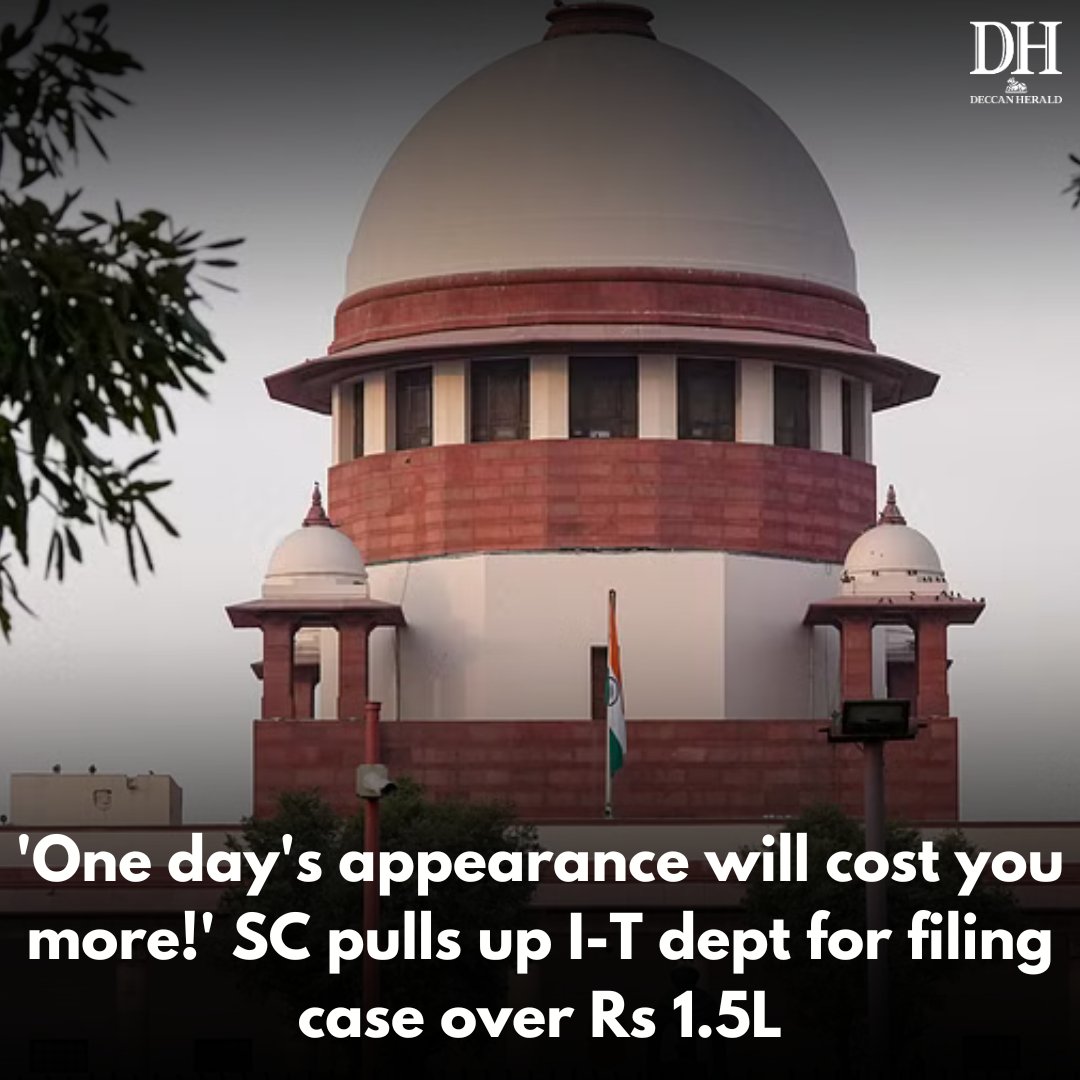 DeccanHerald's tweet image. The #SupremeCourt pulled up the #IncomeTaxDepartment on Monday for filing long and expensive litigations even for cases involving smaller amounts. 

deccanherald.com/india/one-days…