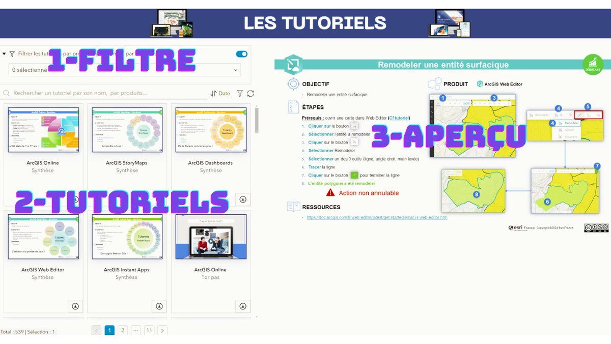⭐Etudiants, enseignants, chercheurs, (re)découvrez les 500 tutoriels disponibles sur la plupart des produits Esri !

⭐N'attendez plus pour découvrir la nouvelle interface de consultation réalisée avec Experience Builder !

linkedin.com/feed/update/ur…
#aide #sig #map #cours #TP