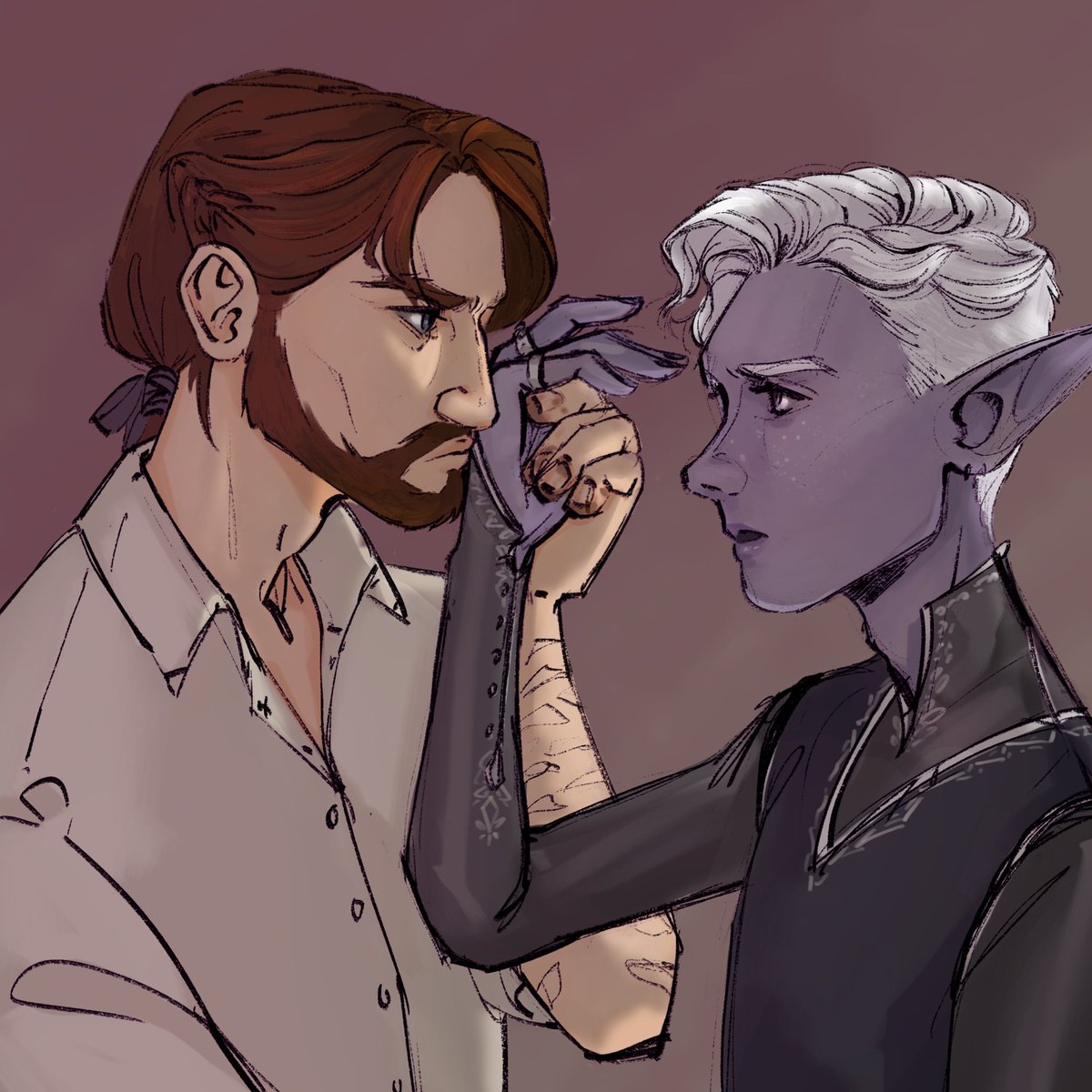 pivoinnne's tweet photo. they’re having a serious conversation about somatics … or maybe courting rituals? hard to tell #shadowgast #criticalrolefanart #criticalrole https://t.co/Q2M558i458