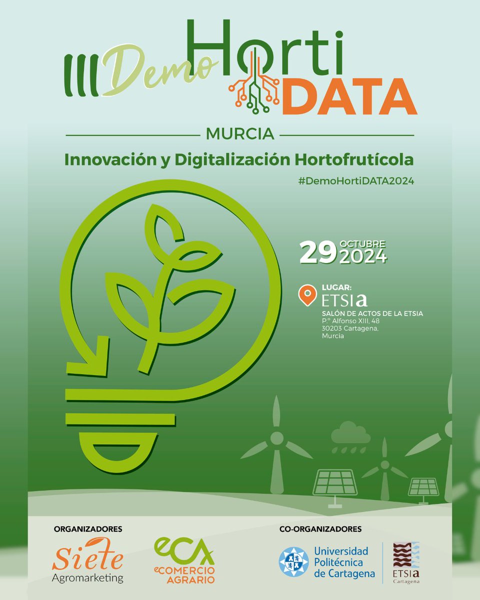 fecoam's tweet image. Abiertas las inscripciones para #DemoHortiDATA2024 💡🌱 @fecoam colabora con este foro de innovación &amp;amp; digitalización hortofrutícola organizado por @SieteAgromarket @eComercioAgr junto con @UPCToficial 
📌 Paseo Alfonso XIII #Cartagena
🗓️ 29/10/2024
▶️docs.google.com/forms/d/e/1FAI…