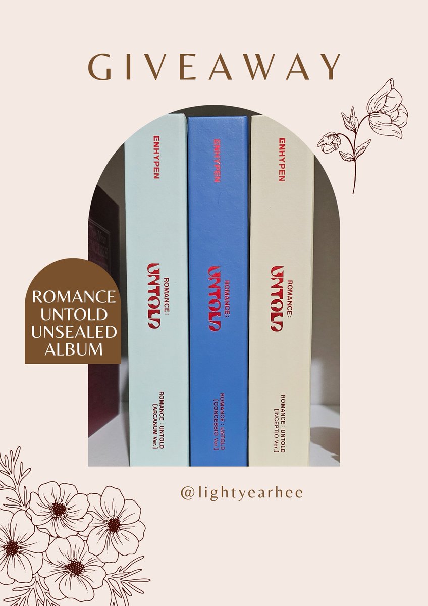 loveleeheevan's tweet photo. GIVEAWAY! Just say Yes!

Unsealed Romance Untold Standard Version
1 winner for each version
All inclusions except photocards are included in the album.

Follow @lightyearcart 
RT @lightyearcart's pinned twt
Reply proof

GA until October 8
Let's gooooo! https://t.co/2LssUlzOiD