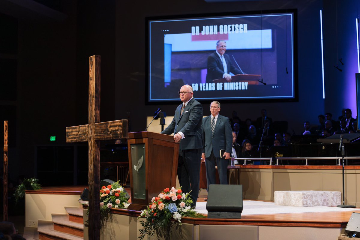 PaulChappell's tweet photo. It was our privilege tonight @slconference to honor Dr. @johngoetsch for 50 years of faithfully preaching the Word of God. I don’t have the words to say how much I love and respect this faithful man. #slc24 https://t.co/kf2ShGmAQG