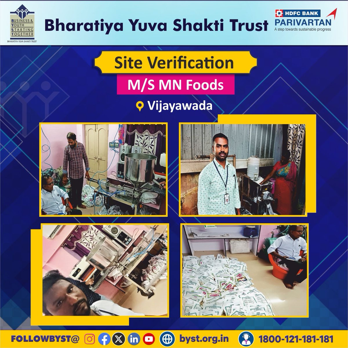 An inspiring visit occurred as the Vijayawada BYST team visited M/S MN Foods in Old Guntur, Andhra Pradesh!
Witnessing the commitment and enthusiasm behind this enterprise was truly motivating. Thrilled to support their journey with BYST and HDFC Bank Parivartan! 🌱