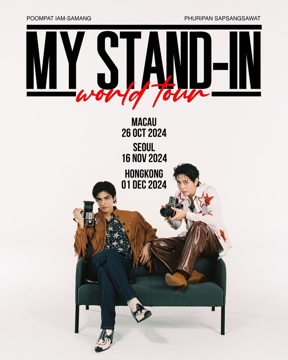 poompps1's tweet photo. My Stand-In World Tour! 🌍

1st stop: มาเก๊า – 26 ต.ค. 2024
2nd stop: โซล – 16 พ.ย. 2024
3rd stop: ฮ่องกง – 01 ธ.ค. 2024

ปักหมุดและเตรียมตัวรับความสนุกไปพร้อม ๆ กันกับ UP&amp;POOM เร็ว ๆ นี้!

#uppoompat #poompps
#UpPoom #อัพภูมิ
#MyStandInWorldTour
#MyStandIn https://t.co/nxxIPvymkG