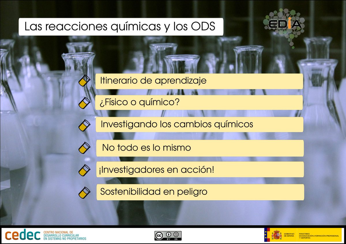 🌍¡Descubre nuestro nuevo #REA de Física y Química para 3º de ESO! "Las Reacciones Químicas y los ODS", un recurso que claramente conecta la Ciencia con la Sostenibilidad, ¡Indagar, experimentar y aprender! 👩‍🔬👨‍🔬 #proyectoEDIA #Educación #Química #ODS
📢 cedec.intef.es/proyecto-edia-…