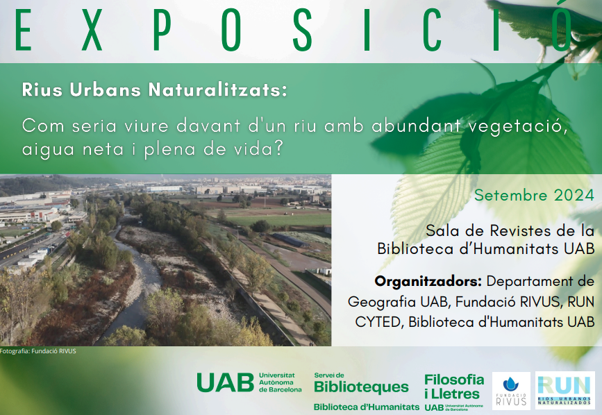 Geografia UAB (@geografia_uab) on Twitter photo Recordeu, demà 2 d'octubre, acte de cloenda i visita guiada inclosa, de l'exposició "Rius Urbans Naturalitzats", en la preparació de la qual ha col·laborat <a href="/Geografia_UAB/">Geografia UAB</a> .
📍Sala de la Hemeroteca de la UAB.
⏲️10:30 a 11:30
👉mirades.uab.cat/sites/s/run/pa… Recordeu, demà 2 d'octubre, acte de cloenda i visita guiada inclosa, de l'exposició "Rius Urbans Naturalitzats", en la preparació de la qual ha col·laborat <a href="/Geografia_UAB/">Geografia UAB</a> .
📍Sala de la Hemeroteca de la UAB.
⏲️10:30 a 11:30
👉mirades.uab.cat/sites/s/run/pa…