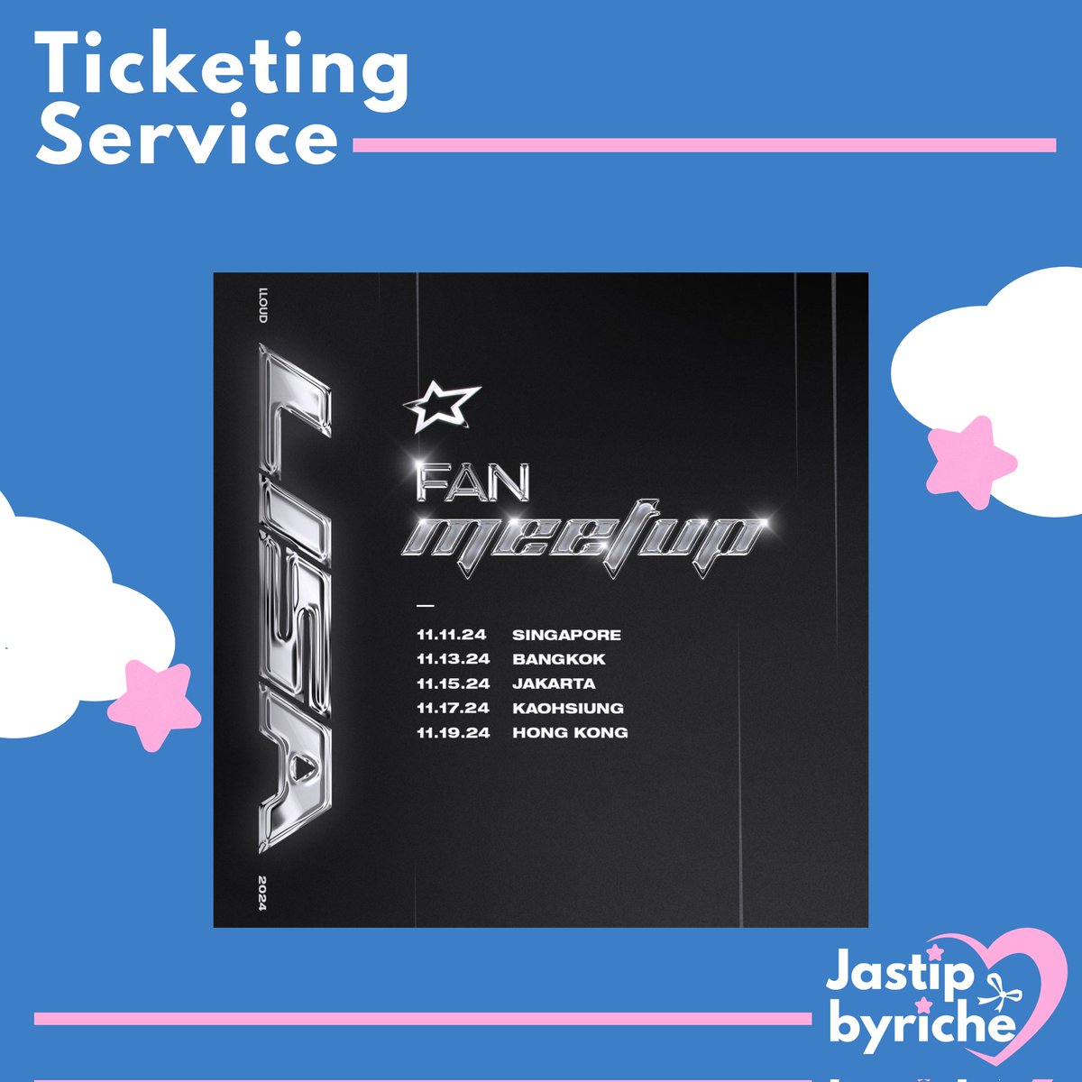jastipbyriche's tweet photo. Open Jaswar LISA Fan Meetup in Jakarta 2024

💰Fee: 200k/tix
✅Jaswar only
📌Pakai data pribadi + self payment 
💯Trusted

☎️DM US

tag. Lisa Fanmeetup Jakarta Indonesia https://t.co/ZdE5LajL0v