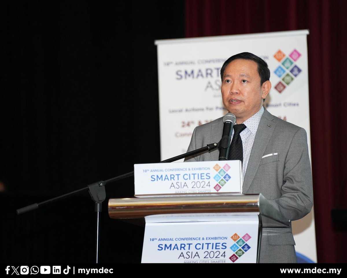 mymdec's tweet photo. present the keynote at Smart Cities Asia 2024.

As a strategic partner for both events, MDEC curated an impressive lineup of expert speakers to explore the latest advancements in AI, Big Data Analytics (BDA), data sharing, digital city, urban living, and much more. https://t.co/01656JuZra