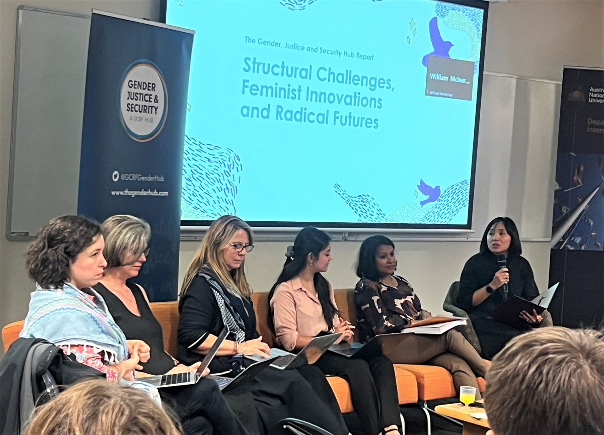 Toni Erskine (@toni_erskine) on Twitter photo It was a privilege to be at the launch of <a href="/TheGenderHub/">GCRF Gender, Justice and Security Hub</a>'s final report <a href="/ANUBellSchool/">ANUBellSchool</a>. Brilliant panel w/ Co-Principal Investigator <a href="/kirstenainley/">Kirsten Ainley</a>, @drljshepherd, <a href="/binadcosta/">Bina D'Costa</a>, <a href="/maria_tanyag/">Dr Maria Tanyag</a>, <a href="/Shivangiseth_s/">Shivangi Seth</a> & <a href="/Alba_BoerCueva/">Alba R Boer Cueva</a>. Such an inspiring 5-yr project. Congratulations all! It was a privilege to be at the launch of <a href="/TheGenderHub/">GCRF Gender, Justice and Security Hub</a>'s final report <a href="/ANUBellSchool/">ANUBellSchool</a>. Brilliant panel w/ Co-Principal Investigator <a href="/kirstenainley/">Kirsten Ainley</a>, @drljshepherd, <a href="/binadcosta/">Bina D'Costa</a>, <a href="/maria_tanyag/">Dr Maria Tanyag</a>, <a href="/Shivangiseth_s/">Shivangi Seth</a> & <a href="/Alba_BoerCueva/">Alba R Boer Cueva</a>. Such an inspiring 5-yr project. Congratulations all!