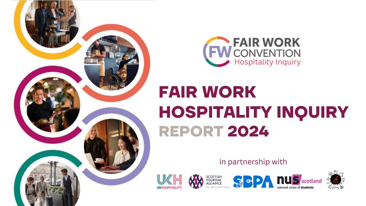 🗞️Scotland’s Hospitality Employers, Workers and Trade Unions United in Support for #FairWork in the Industry.
🗣️Today we have publishes the findings and recommendations from our #FairWorkHospitalityInquiry
Read  full report and recommendations here👉tinyurl.com/y3ewrjx4