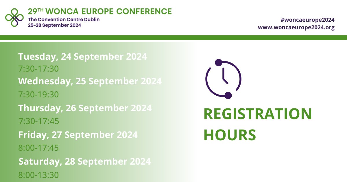 WONCA Europe conference 2024 (@woncaeurope2024) on Twitter photo Weโre excited to inform you that the registration desk for the conference is officially open! #woncaeurope2024 #wonca <a href="/WoncaEurope/">WONCA Europe</a>
woncaeurope2024.org/registration Weโre excited to inform you that the registration desk for the conference is officially open! #woncaeurope2024 #wonca <a href="/WoncaEurope/">WONCA Europe</a>
woncaeurope2024.org/registration