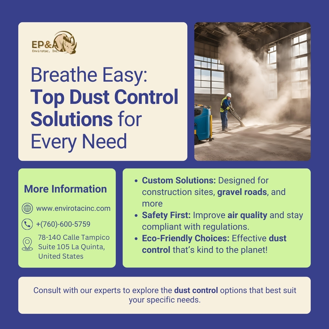 Envirotac's tweet photo. Breathe easy with our #topdustcontrolsolutions!  Custom solutions for construction sites &amp; #gravelroads that #prioritizesafety &amp; #ecofriendly. Improve #airquality &amp; stay compliant! 
https://t.co/tHXUW7OI5K
#DustControl  #DustSuppression #CleanerWorkspaces #ConstructionSafety https://t.co/xnZdxdRFmV