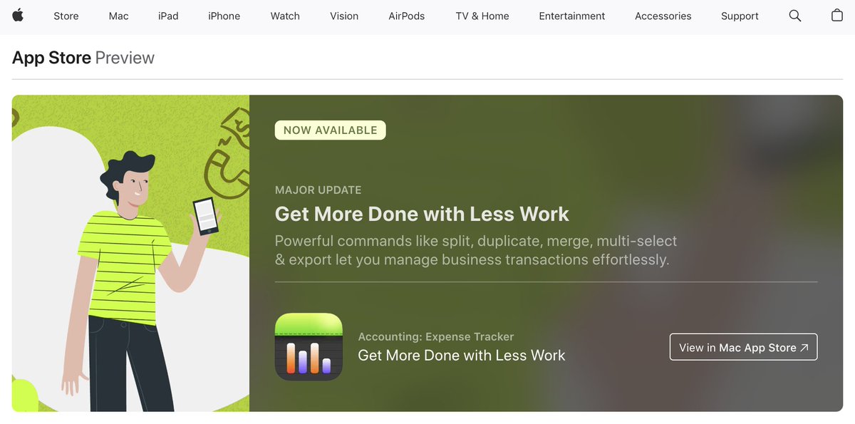 ishxahm's tweet photo. Last month was wild! After updating the screenshots and adding new features, I saw nearly 5 times more downloads compared to the previous month. Now, the Accounting app has a major update with a new event added to the AppStore: 'Get More Done With Less Work.' https://t.co/tmGna1Rs7u