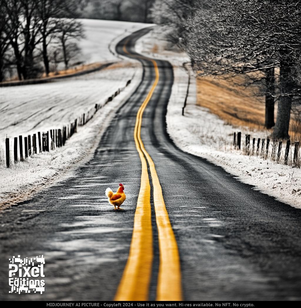 Pix3lEditions's tweet photo. Today's question is:
Why Did The Chicken Cross The Road ?
Seriously
#chickenroad
#pixeleditions
#pixedmagazine 🔥
#midjourney
#promptart
#aiart
#aiartwork
#artificialintelligence
#aiforfreedom
#lovemidjourney61 https://t.co/SaAoF24Kyz