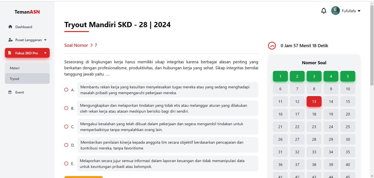 mixue25's tweet photo. jadi gw pengen riview beberapa platform untuk CPNS yang gua pernah pake ... #CPNS #bimbelCPNS #TOCPNS
1.TemanASN
ini soal2nya sudah update sesuai kisi2, tapi webnya sering ga responsif jadi ga worth it, liat dah itu gua klik no 13 tapi soal keluarnya no 7 dan timer ttp jalan https://t.co/TfuIUseaGm
