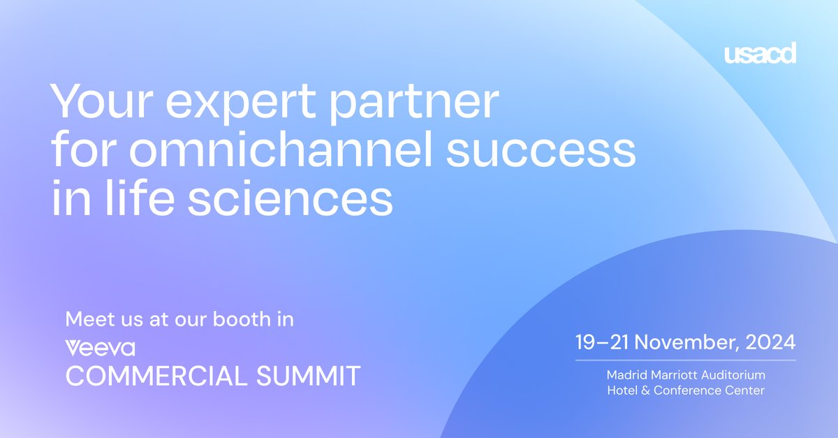 usacdagency's tweet photo. Your Omnichannel Experts.
Your partners. 
Your success.

Soon in Veeva Commercial Summit 2024 which will take place in Madrid next 19th-21th of November.

Will we see you there?

#VeevaSummit2024 #Veeva #OmnichannelExperts #USACDVeevaSummit #VeevaCommercialSummit #VeevaPartners https://t.co/GjfDHdScKn