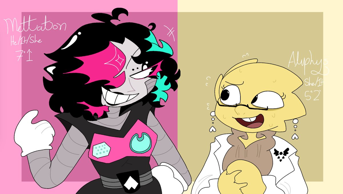 InfamousGoober's tweet photo. Mettaton and Alphys!! They have some MAJOR angst so:3💕
#openregrets #utmv #utau https://t.co/Oubas2gz1h