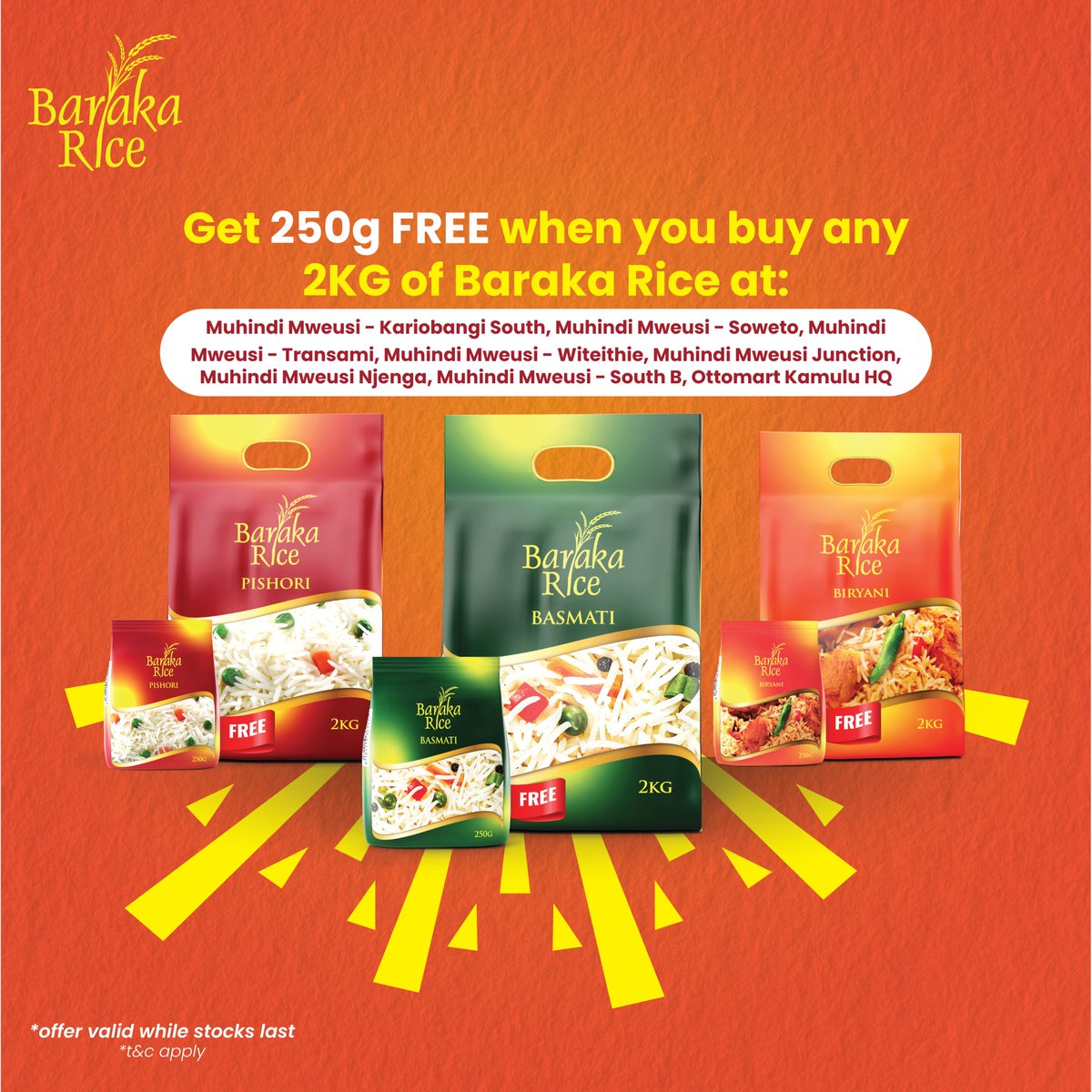baraka_rice's tweet photo. A Little Extra Goes a Long Way 😊🍚. 

Buy 2kg of Baraka Rice and we’ll add you 250g for FREE. Don’t miss out. Available in select stores while stocks last!

#BarakaRice https://t.co/gofOrQ2hAR