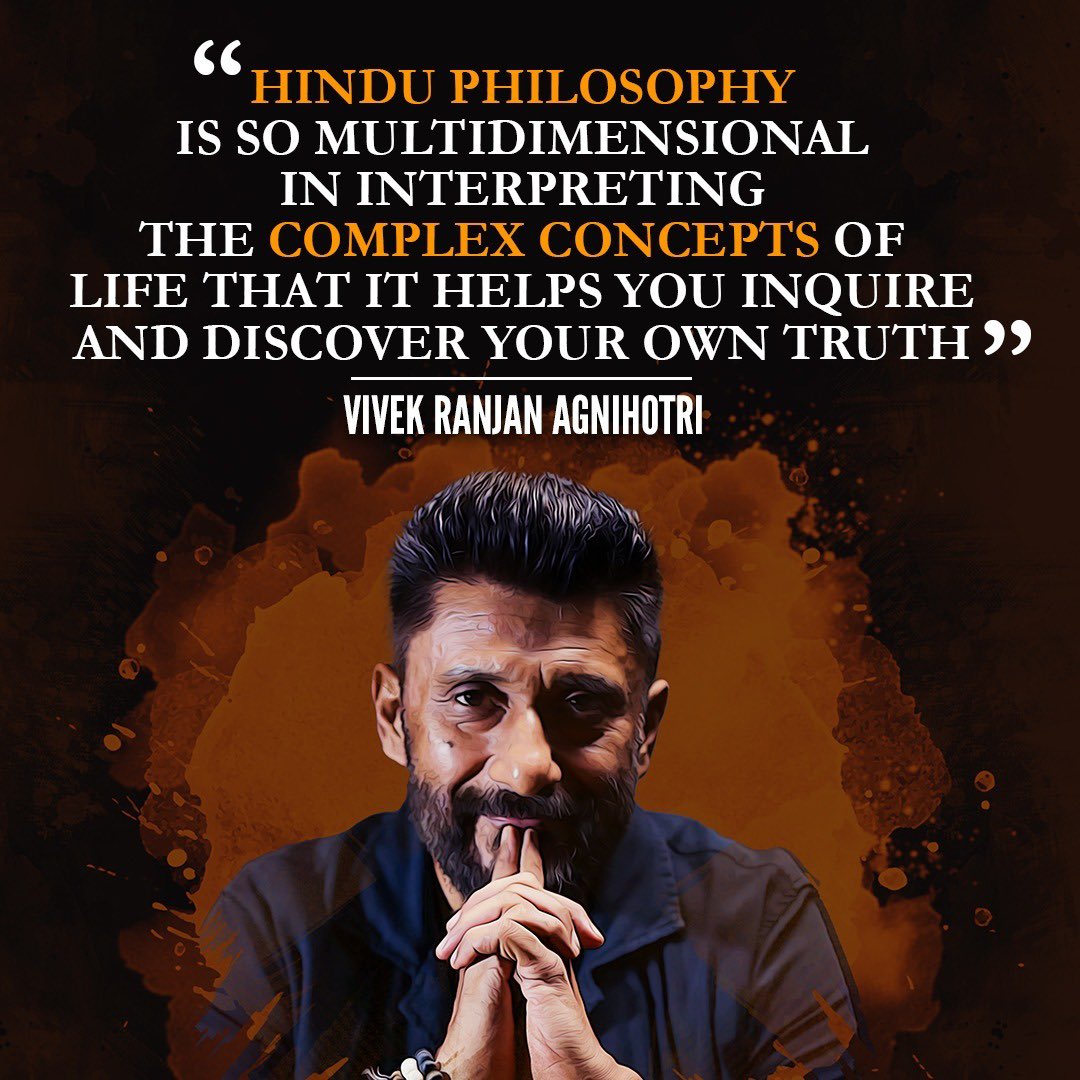 VRAquotes's tweet photo. Hindu philosophy encourages us to explore the many layers of life, not as a fixed path, but as a deeply personal journey. Each of us holds a unique truth waiting to be discovered through self-inquiry and reflection.
#CreativeConsciousness 
@vivekagnihotri ❤️ https://t.co/EwqND5wptu