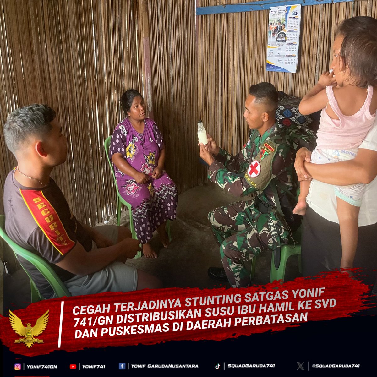 SquadGaruda741's tweet photo. CEGAH TERJADINYA STUNTING SATGAS YONIF 741/GN DISTRIBUSIKAN SUSU IBU HAMIL KE SVD DAN PUSKESMAS DI DAERAH PERBATASAN
DISIPLIN - TANGGUNG JAWAB - SETIA KAWAN
#puspentni
#yonif741
#korem163
#korem161
#kodamixudayana
#tni_angkatan_ darat
#tniprima https://t.co/K6qJiMJ59W