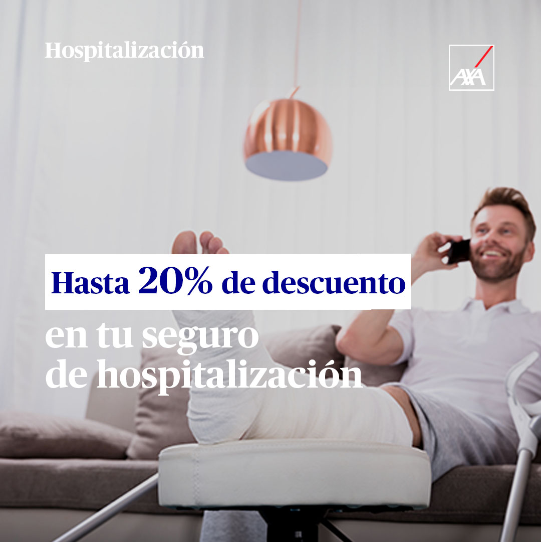 Continua tu vida en caso de hospitalización y consigue un 20 % de dto. para siempre. Acércate a nuestra agencia y te informamos de todo  #PUBLI