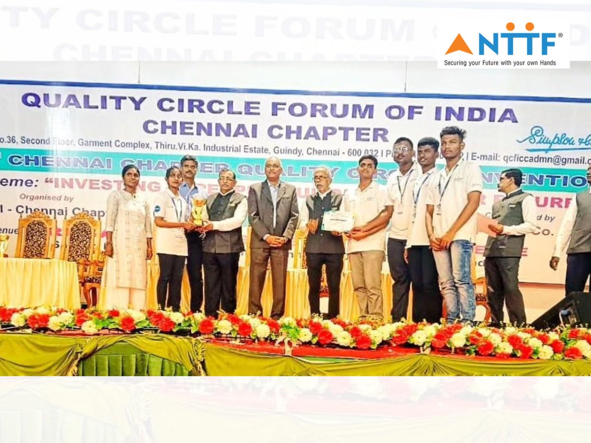 NTTFindia's tweet photo. NTTF-Vellore wins GOLD at 33rd CCQCC 2024!
Our trainees outshone 275 teams & 1,500 participants, showcasing exceptional skills & teamwork.
Congratulations to our champions! Proud moment for NTTF!
#NTTF #NTTFVellore #CCQCC #QualityCircle #ProudMoment #Congratulations https://t.co/8sLacGw7qI
