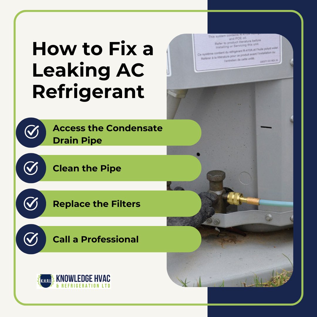 KnowledgeLtd's tweet photo. 𝐇𝐨𝐰 𝐭𝐨 𝐅𝐢𝐱 𝐚 𝐋𝐞𝐚𝐤𝐢𝐧𝐠 𝐀𝐂 𝐑𝐞𝐟𝐫𝐢𝐠𝐞𝐫𝐚𝐧𝐭

Knowledge HVAC &amp; Refrigeration provides reliable air conditioner repair, installation, maintenance, and replacement. Let us keep your home cool, and your AC running smoothly this summer. https://t.co/eN9uddcPNi