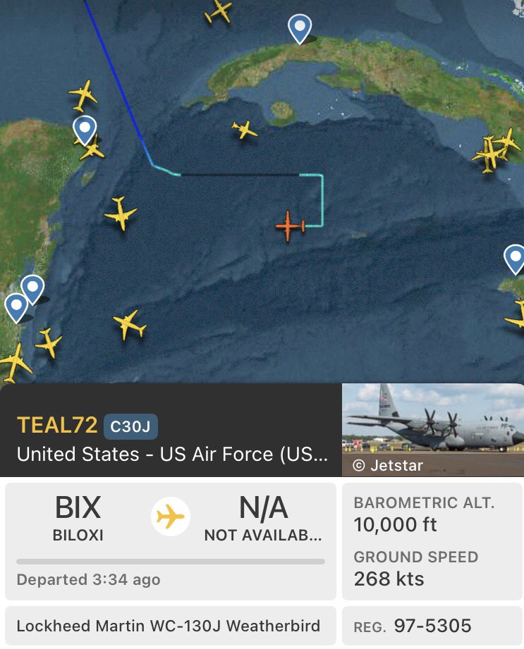 MyWeatherDog's tweet photo. USAF “Weatherbird” doing its thing this morning https://t.co/qpBX9rPtPX