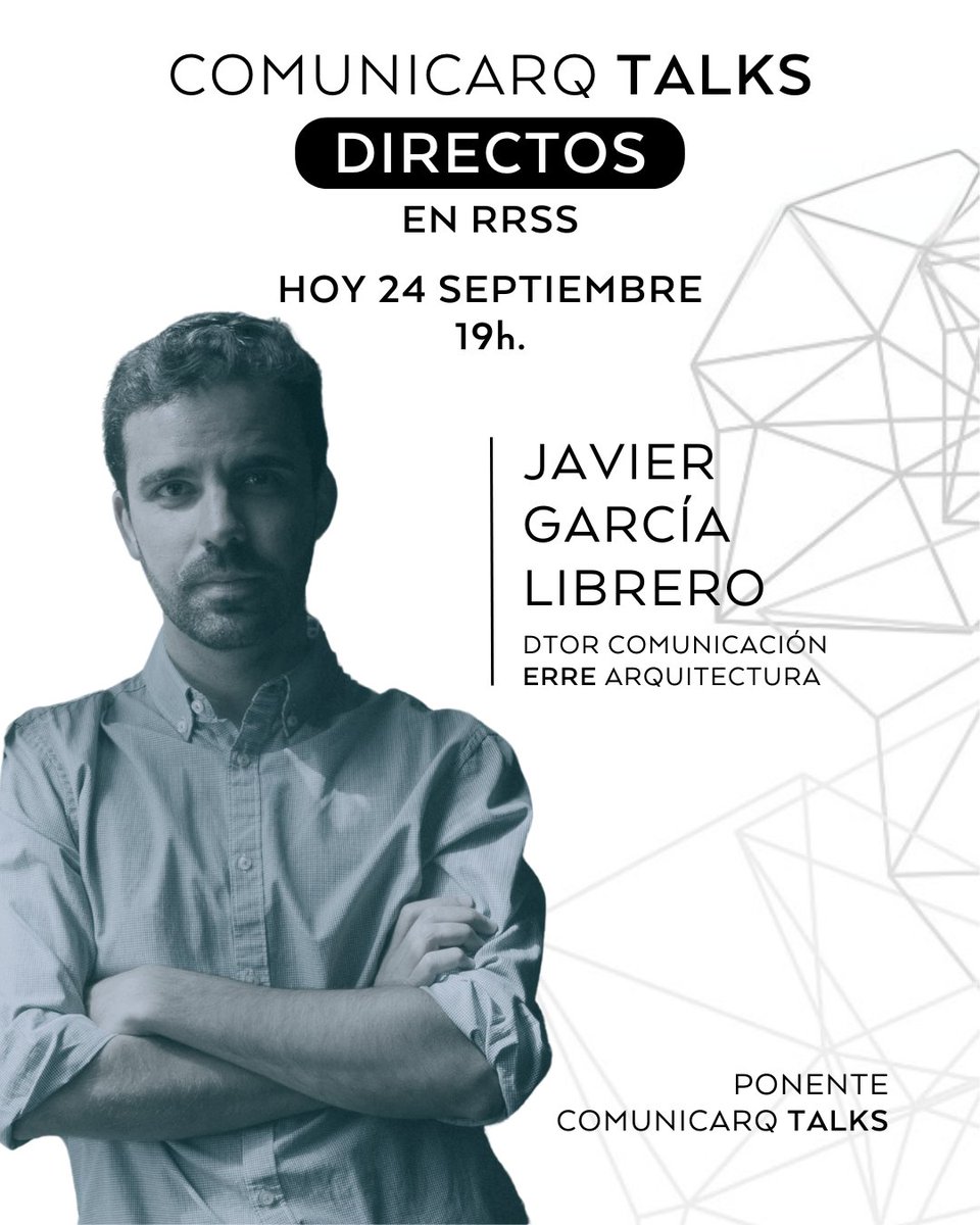 Javier García Librero, especialista en #comunicación para la #arquitectura y ponente el 8 de noviembre en comunicARQ TALKS. Hoy tendremos un directo para charlar con él y conocerle un poco más. Atentos a las redes! 💪

Info evento comunicarq.com/evento/

#PodcastConstruccion