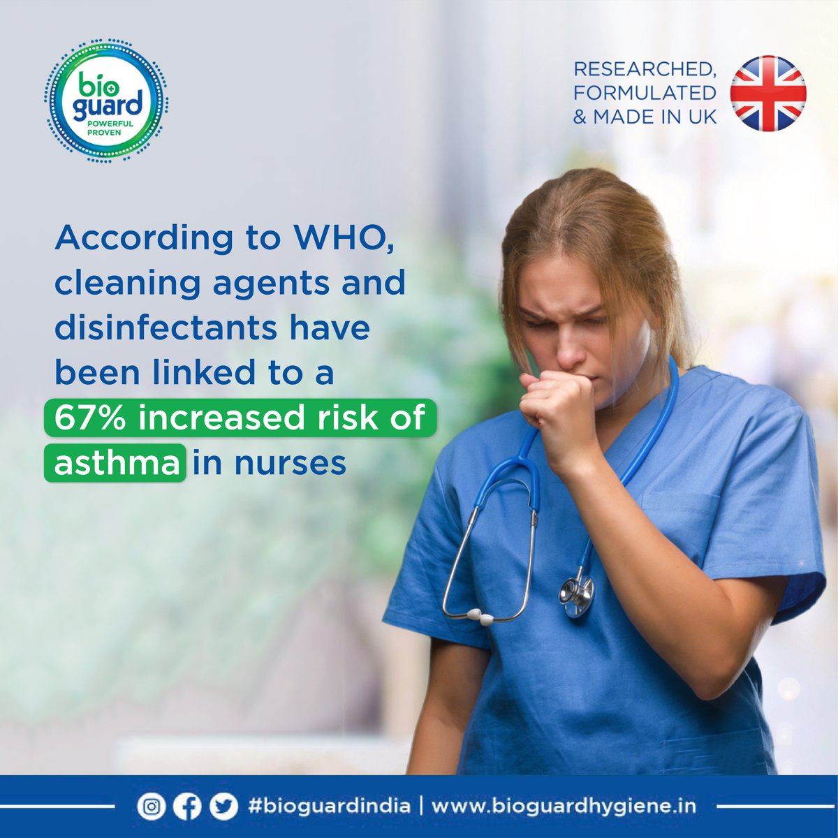 BGSHygieneIndia's tweet photo. This #WorldLungDay, let’s recognize the respiratory risks of disinfectants for healthcare workers. Bioguard’s VOC-free products offer a safer alternative. Prioritize lung health today!
Link : https://t.co/aNv8R0E2oP

 #lunghealth #bioguard #cleaningwithoutchemicals https://t.co/aSYjojM0ZQ