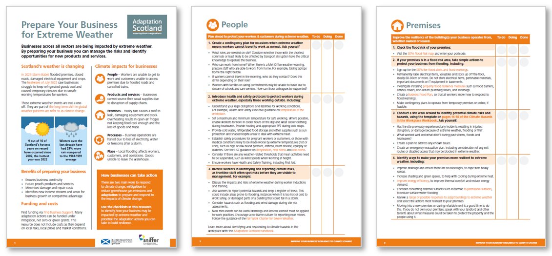 We're excited to share a new resource to help businesses in Scotland prepare for extreme weather and increase their business resilience.

The SME Resilience Checklist provides practical checklists for simple actions to take. 

adaptation.scot/take-action/sm…

#ScotClimateWeek