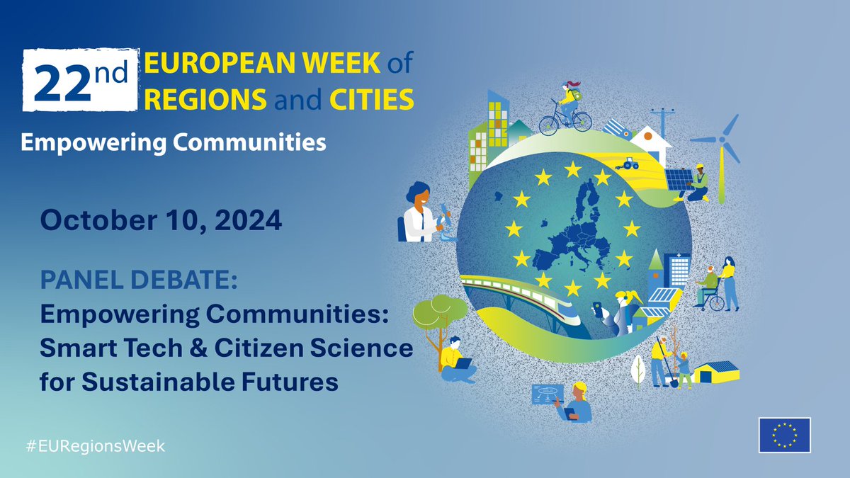 📣 Last week to register for the SCORE panel discussion on “Empowering Communities: #SmartTech &amp; #CitizenScience for Sustainable Futures” during the #EuRegionsWeek in Brussels!

📅 October 10 - 9:30-10:30am (CET)

👉 score-eu-project.eu/2024/07/04/sco…

Come &amp; visit us at the SCORE booth!