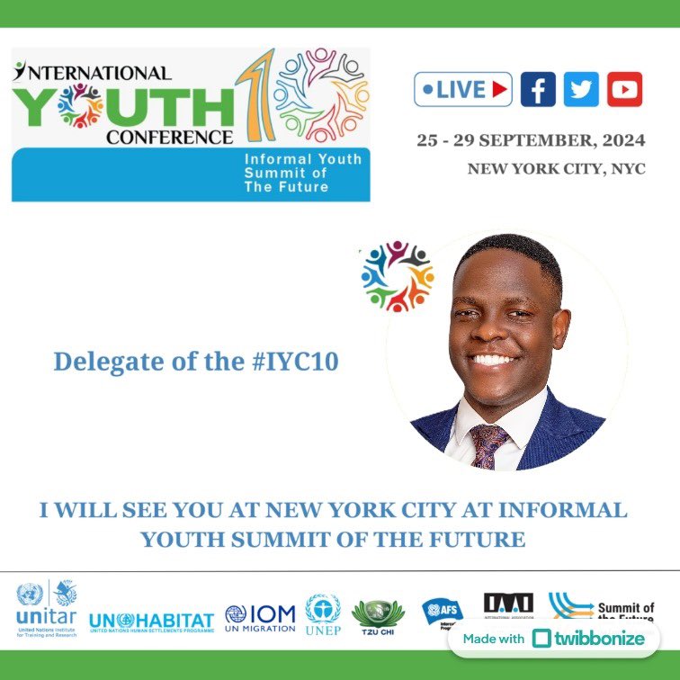 Joseph Odongo (@josephodongo07) on Twitter photo Happy to share that I have been chosen as an e-delegate by <a href="/IYCForYouth/">International Youth Conference - IYC</a> to participate in the 10th International Youth Conference taking place from September 26-29, 2024.
#Youth #SDGs #LeadershipDevelopment Happy to share that I have been chosen as an e-delegate by <a href="/IYCForYouth/">International Youth Conference - IYC</a> to participate in the 10th International Youth Conference taking place from September 26-29, 2024.
#Youth #SDGs #LeadershipDevelopment