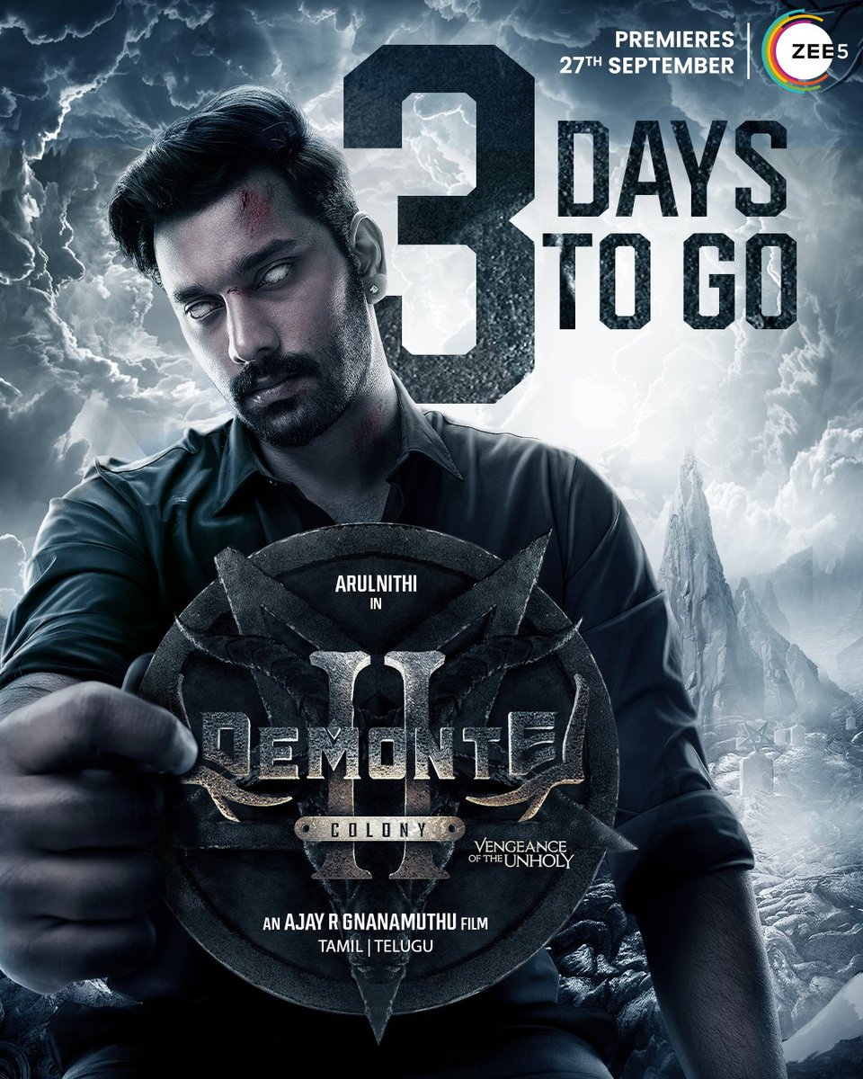 Arulnithi tamilarasu (@arulnithitamil) on Twitter photo In 3 days, the colony reopens its gates... and there's no way out π
#DemonteColony2 will be streaming from 27th September only on ZEE5 <a href="/ZEE5Tamil/">ZEE5 Tamil</a> in Tamil & Telugu In 3 days, the colony reopens its gates... and there's no way out π
#DemonteColony2 will be streaming from 27th September only on ZEE5 <a href="/ZEE5Tamil/">ZEE5 Tamil</a> in Tamil & Telugu