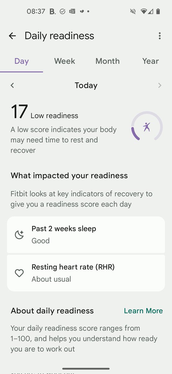 alexb149's tweet photo. @FitbitSupport  what the heck have you done to @fitbit daily readiness score... 'Good sleep' + 'usual resting HR' = poor readiness? 

With 'recent activity' the score used to be logical but since update the feature is now completely meaningless https://t.co/xh2RSAmHsi