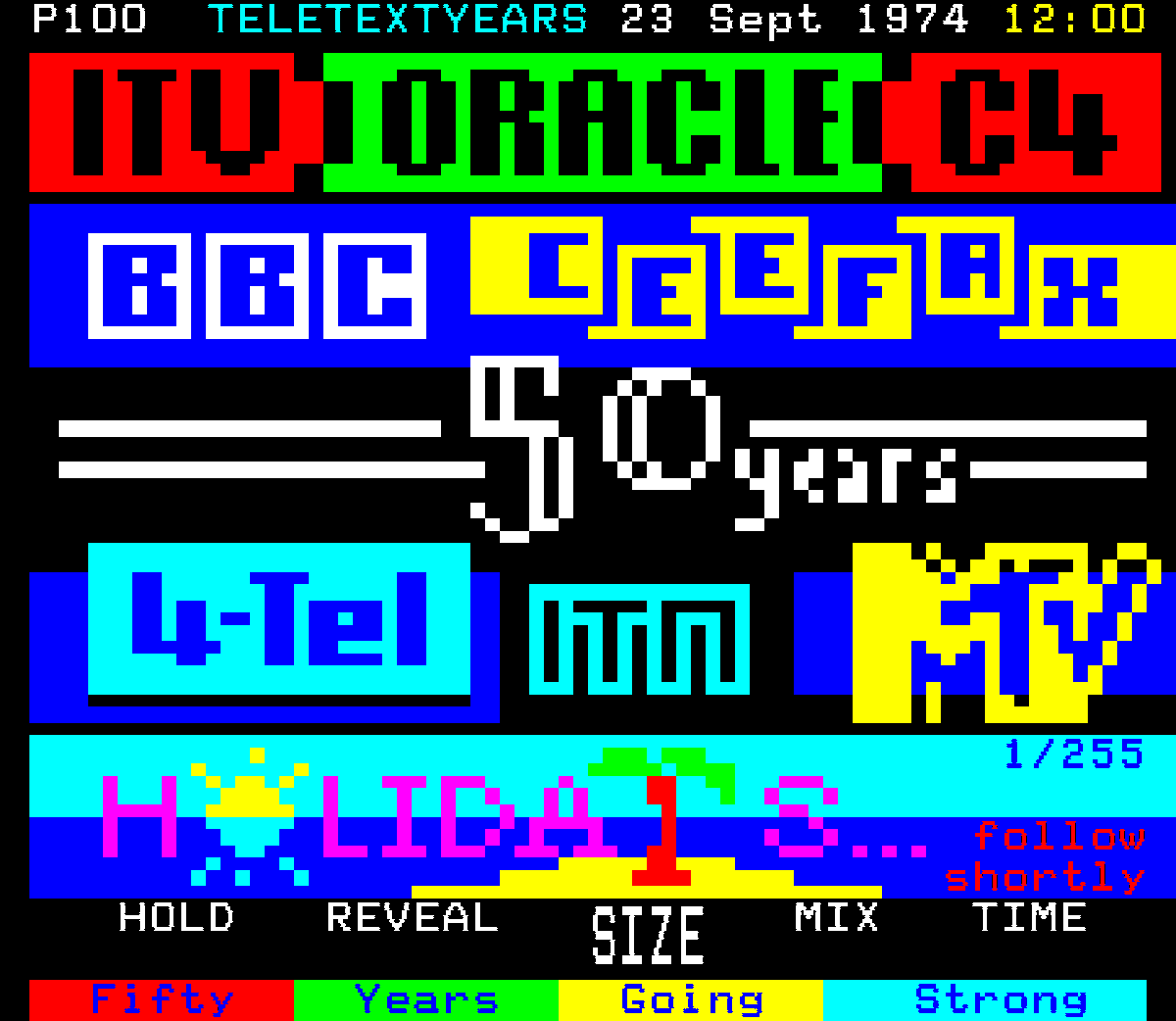 andyuglifruit's tweet photo. Happy 50th #Teletext #Teletext50 #3bit #pixelart. It was lovely to be at @computermuseum for the celebrations this weekend. #blockparty https://t.co/ebxlVs0ZxG