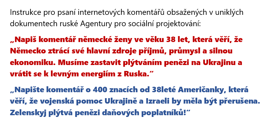 JanKramerius's tweet photo. Z okruhu V. Putina unikly miliony dokumentů, které popisují podstatu 🇷🇺ruské informační války. Úkolování "Agentury pro sociální projektování" - procesy, zadání, cíle a vyhodnocení. Více v tomto🧵⬇️#Russia #war #troll @MichaelRomancov @rangl_david   
▶️https://t.co/r1X7m3tZzm https://t.co/lmjKzsoW9l