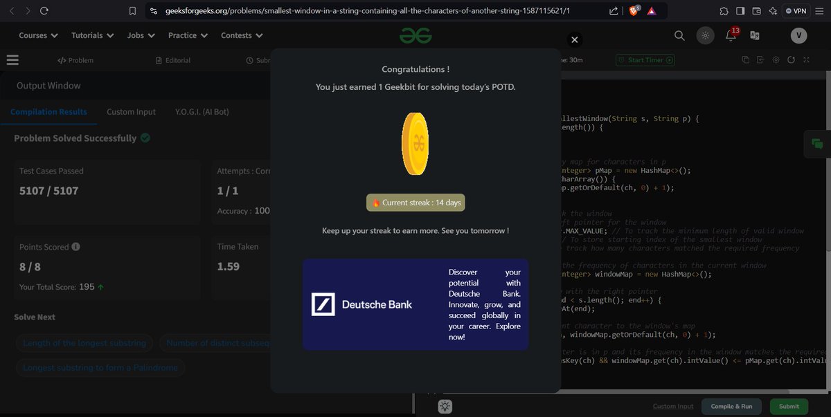 VinitNotFound's tweet image. #geekstreak2024 #DeutscheBank
@geeksforgeeks
@DeutscheBank
Day 14 
Profile Link - geeksforgeeks.org/user/45vinitt6…