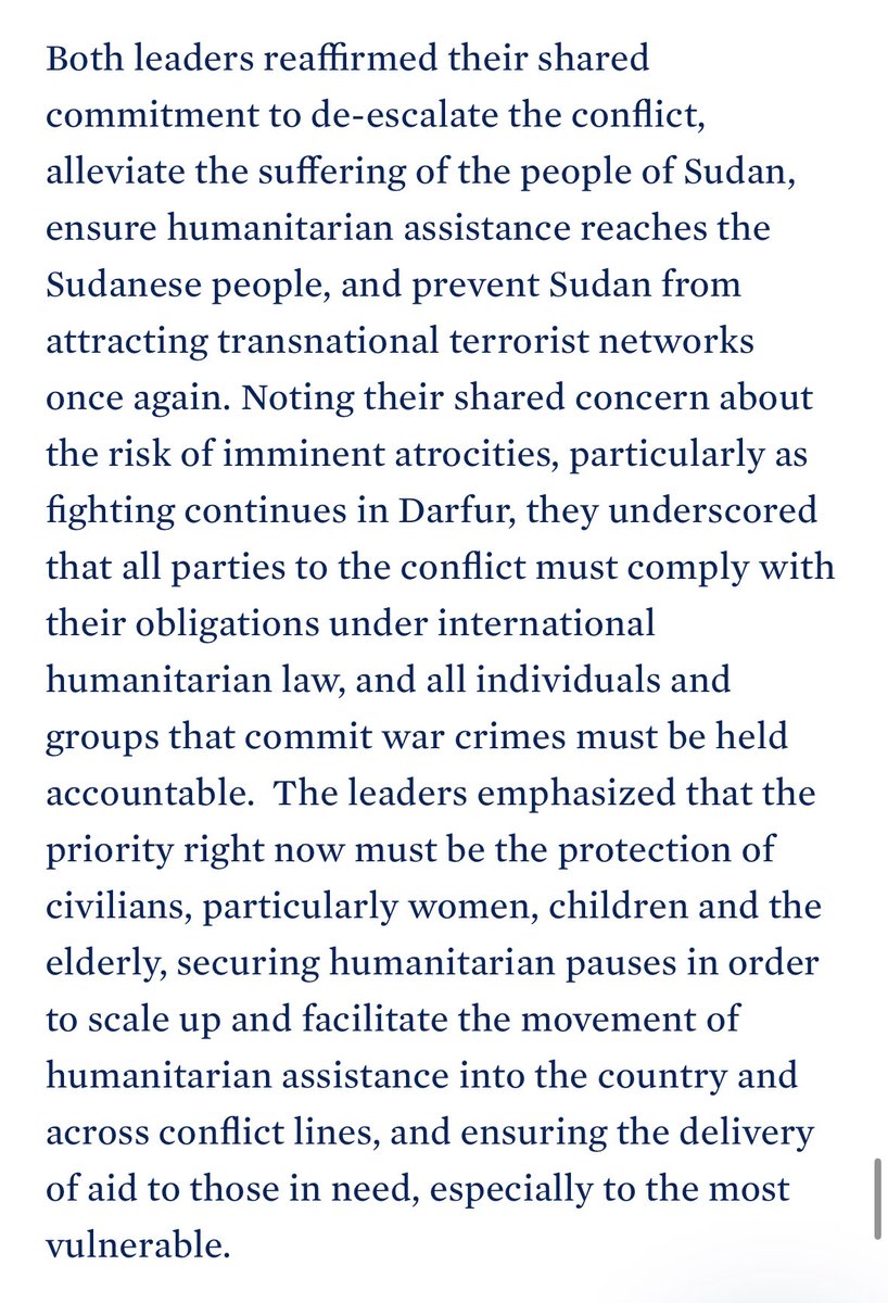 RobbieGramer's tweet photo. New joint statement issued by Biden and UAE leader Mohamed bin Zayed

Expresses “deep concern” over the war in Sudan but makes zero mention of the fact that the UAE is funneling arms into that war, to a militia accused of widespread war crimes 

https://t.co/k3Ve0Ze6kP https://t.co/n9UasgHVn7