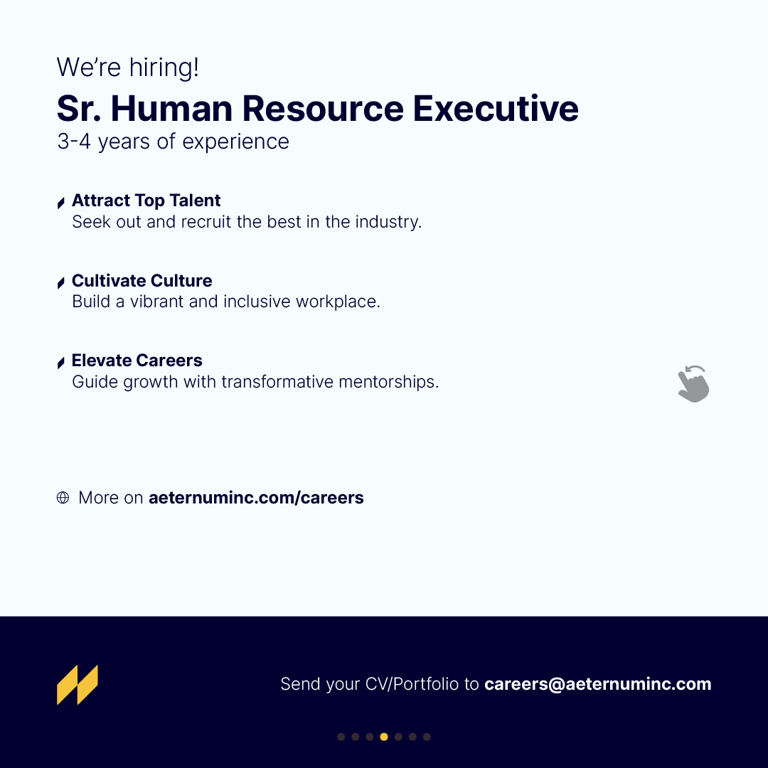 We’ve just released another round of job openings today. Whether you're in Marketing, Operations, People, Production, or Sales, there's a place for you at Aeternum. Join us and make the impact that matters.

More on aeternuminc.com/careers

1/1