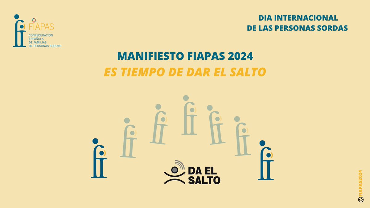 📢Con motivo del Día Internacional de las Personas Sordas, que se celebra el 29 de septiembre, FIAPAS emite su Manifiesto institucional “Es tiempo de dar el salto”, en el que insta a toda la sociedad a no conformarse con los logros inmediatos o con lo ya alcanzado, sino a