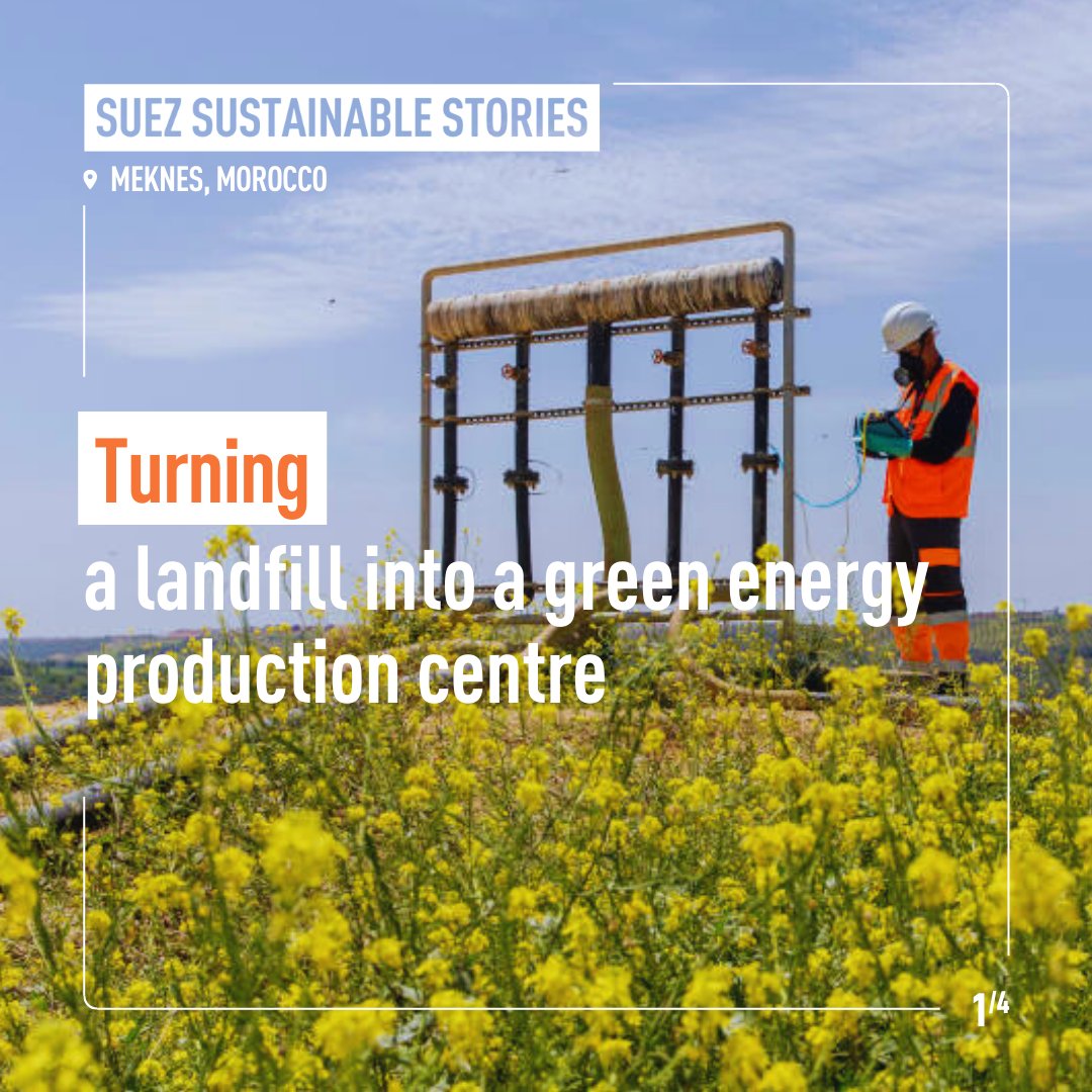 suez's tweet photo. In Meknes, Morocco, what used to be a dumpsite on the outskirts of the city has been transformed into a Green Landfill that produces compost and biogas. The site is now energy self-sufficient demonstrating our commitment to decarbonising energy. 
#SUEZSustainableStories https://t.co/L6L7fD38k4